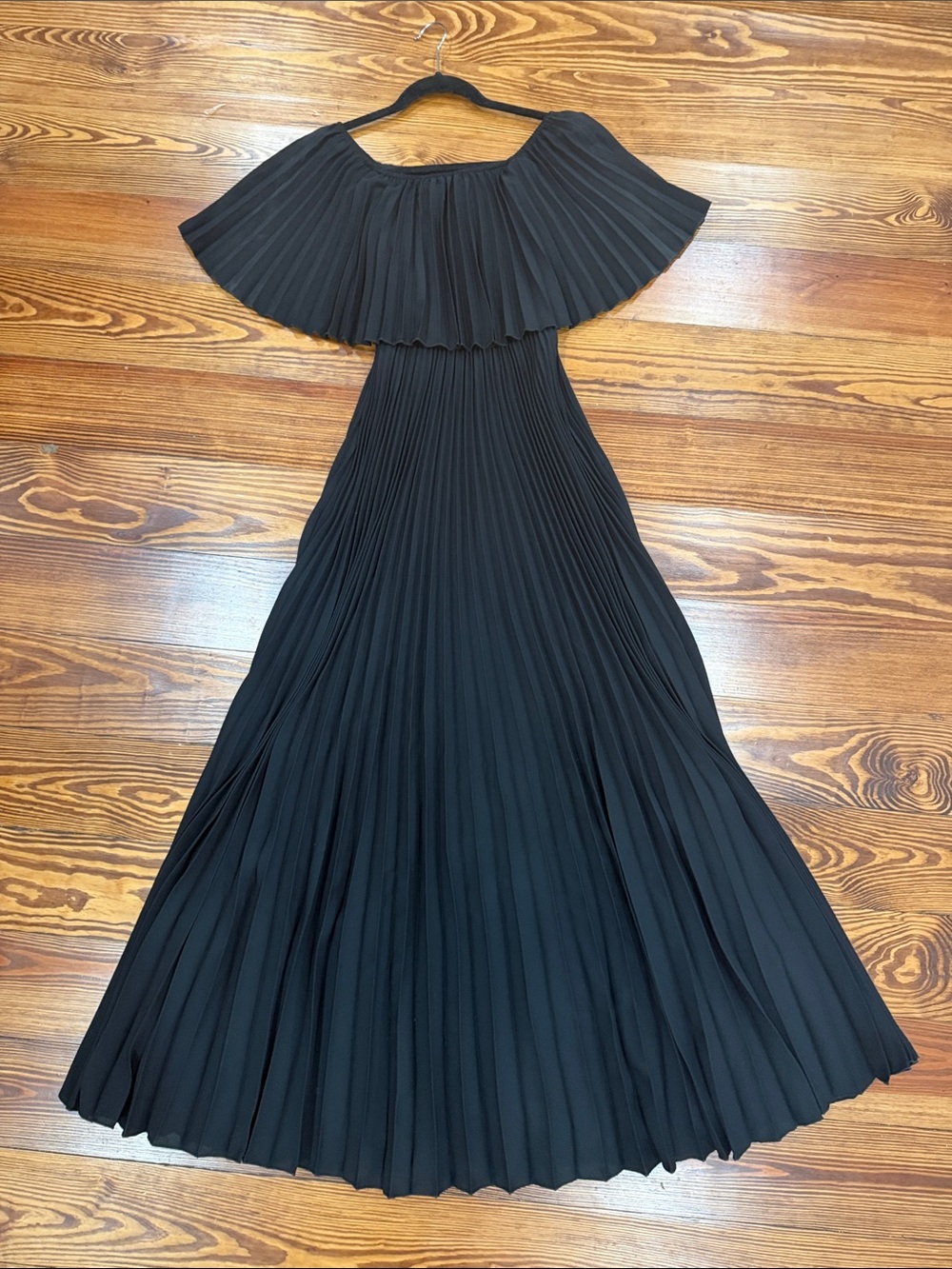 Altard State  Black Pleated Off Shoulder Maxi Dress